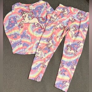Children’s Place Girls 2 Piece Unicorn Long Sleeve Pajama Set Size Small 5/6